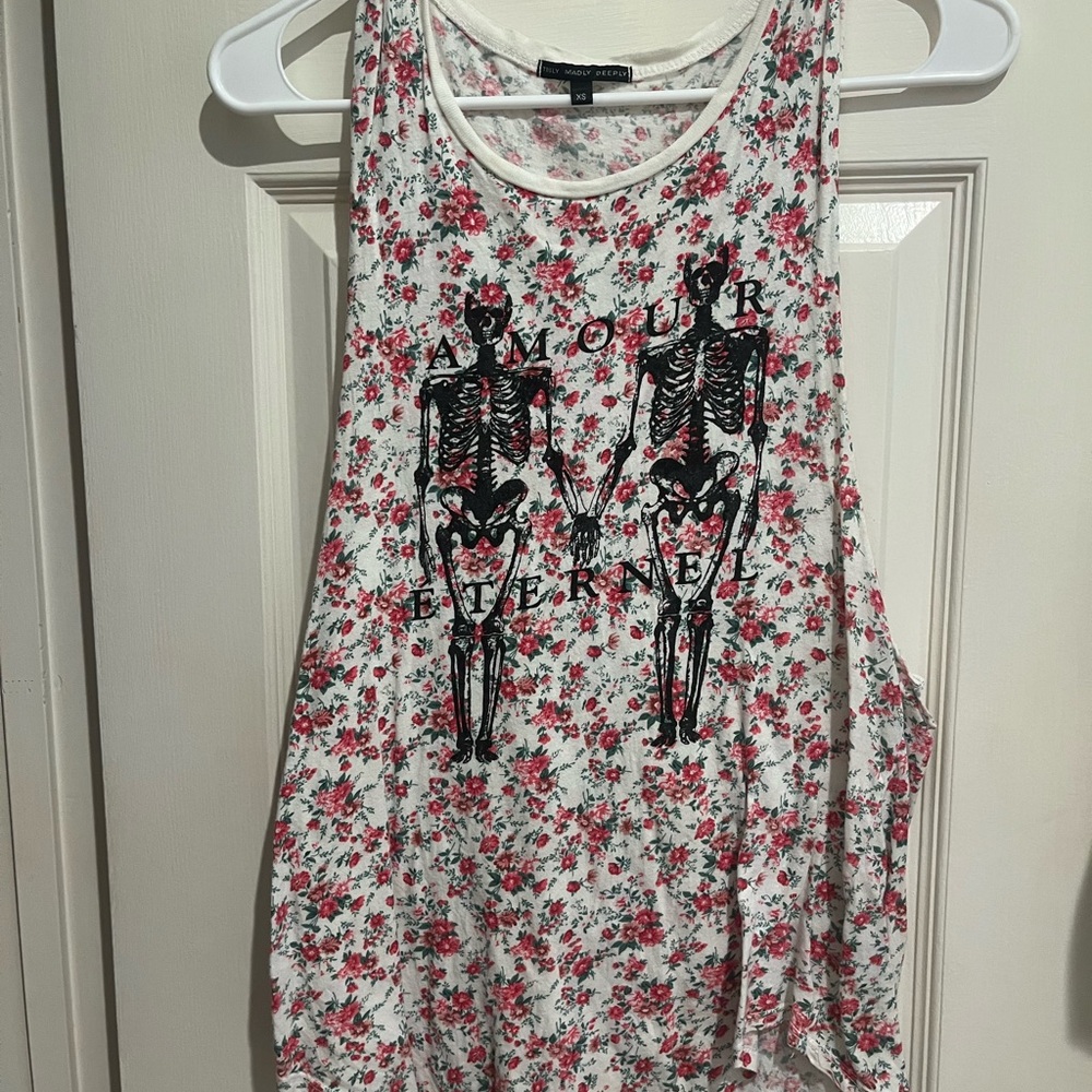 Truly Madly Deeply Floral Skeleton Tank Top